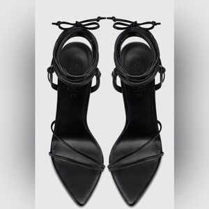 Femme Los Angeles, black wrap heels size 38.